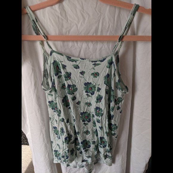Lauren Conrad Light Blue Floral Tank Top w/ Ruffle Accents Size XS - Picture 6 of 6